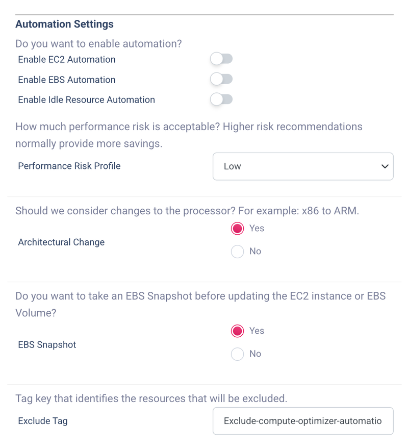 Rightsizing Automation