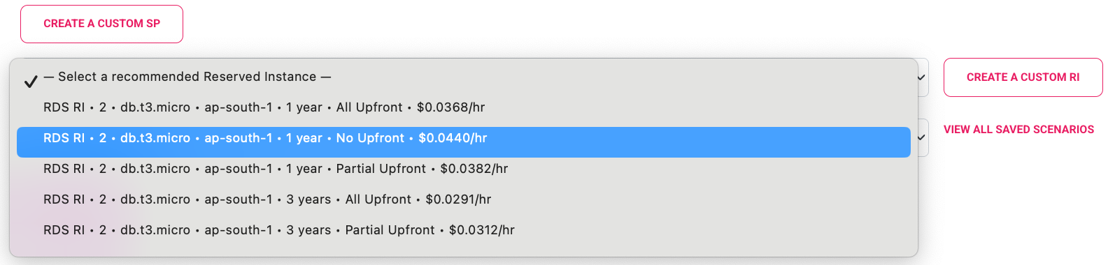 AWS recommendations list